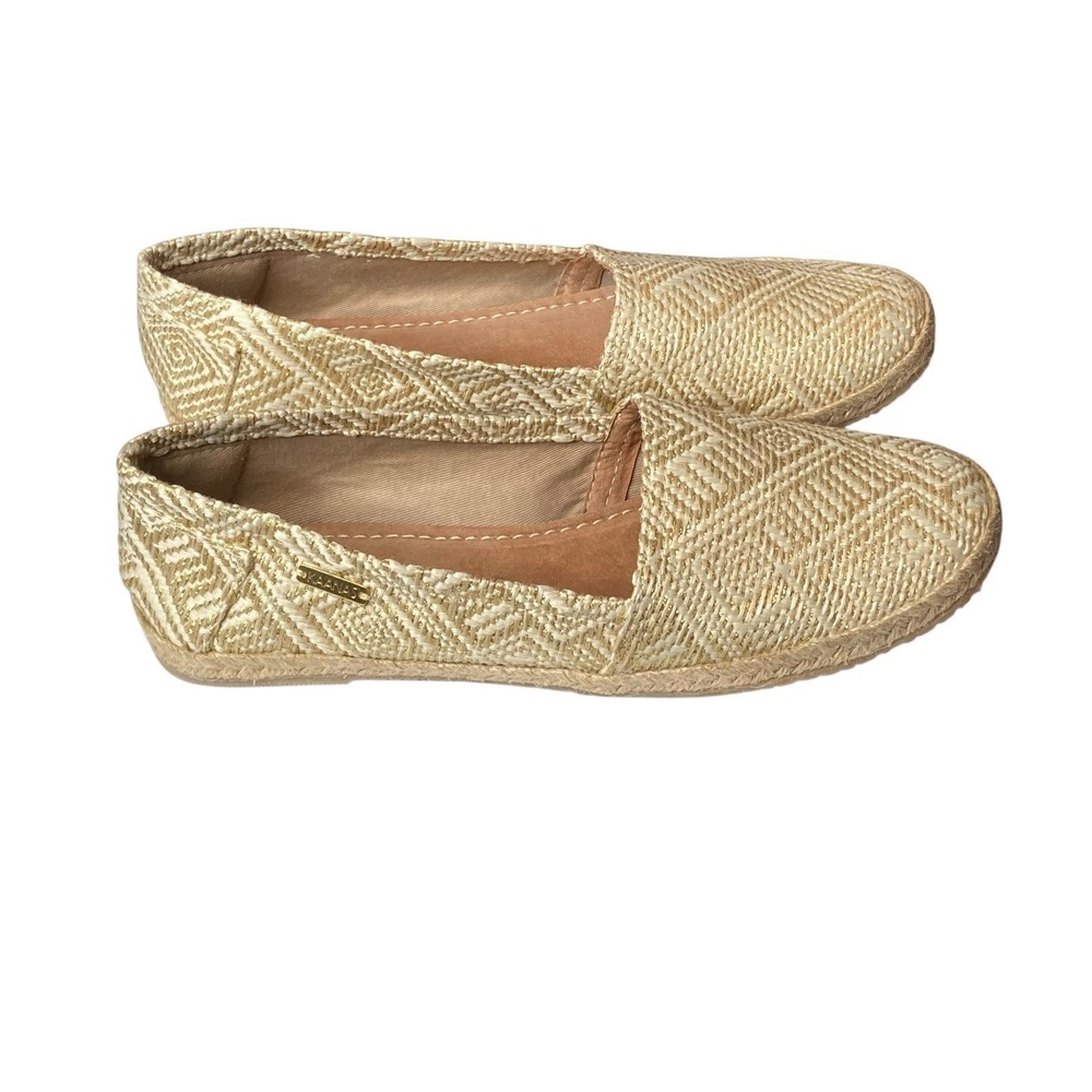Kaansas Women's Gold Metallic Woven Espadrilles Flats Sz 39 Resortwear Glam Boho